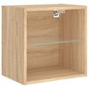 vidaXL TV Wall Unit Sonoma Oak Engineered Wood, Glass Large TV Wall Unit