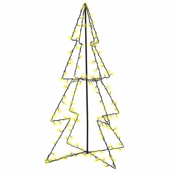 vidaXL Christmas Cone Tree Warm white Metal Medium Christmas Cone Tree