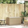 vidaXL Outdoor Storage Bench Beige Poly Rattan 39.4 in x 17.7 in x 22.4 in