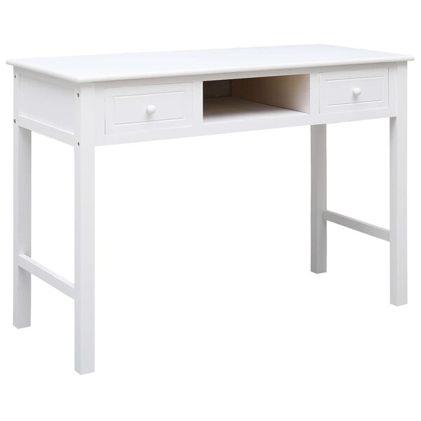 vidaXL Desk White Solid Paulownia wood, plywood Medium Desk