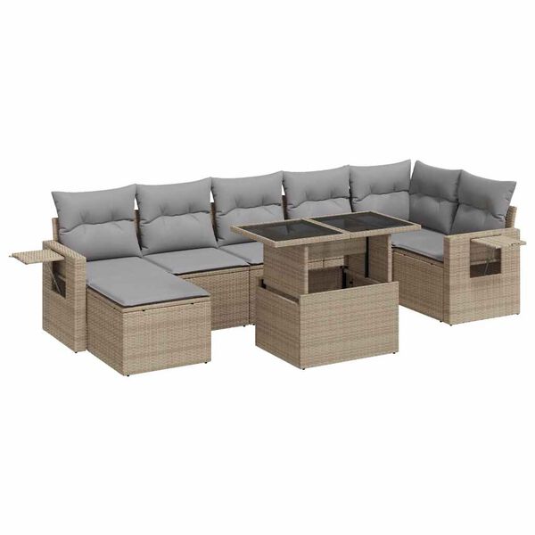 vidaXL Garden Sofa Set Beige, Light Grey
