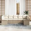 vidaXL Garden Sofa Set with Cushion 7 pcs Beige Poly rattan