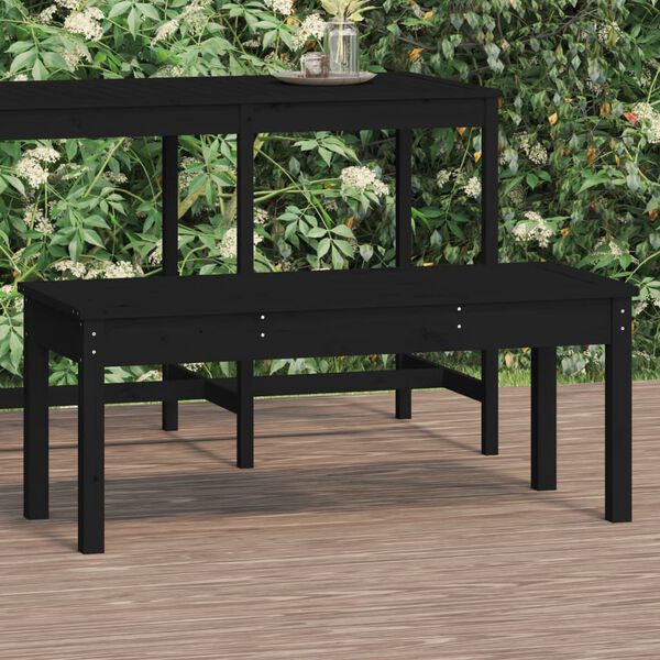 vidaXL Garden Bench Black Solid pine wood Standard Seats Many