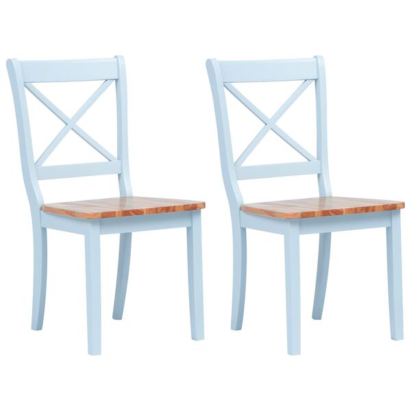 vidaXL Dining Chair Set of 2 Grey and Natural Solid Rubber Wood Standard