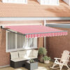vidaXL Retractable Awning Retractable Red and White 118.11 x 98.43 in