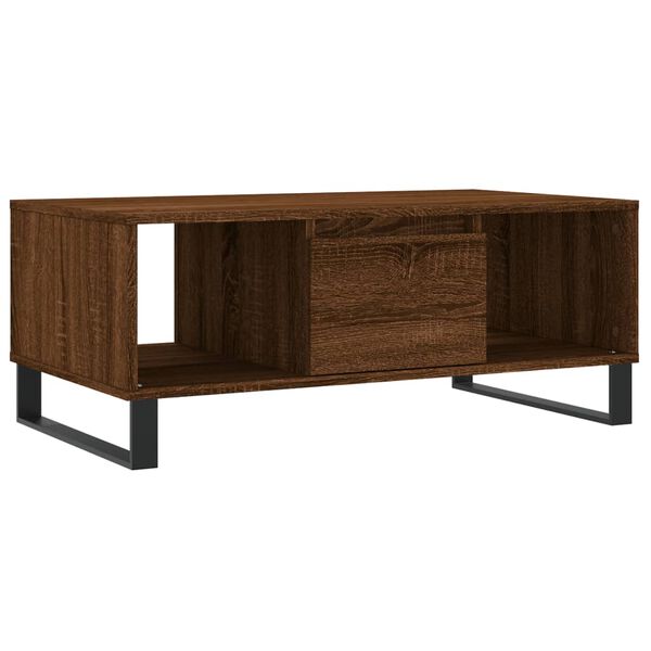 vidaXL Coffee Table Brown Oak Engineered Wood, Metal Medium Coffee Table