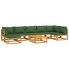 vidaXL Garden Lounge Set Natural wood, Green cushions
