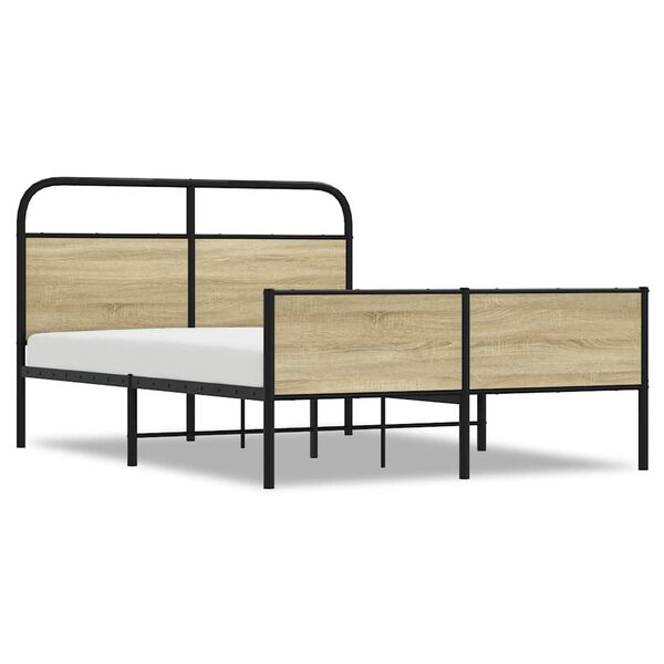 vidaXL Bed Frame Sonoma Oak Engineered Wood and Steel Double Durable