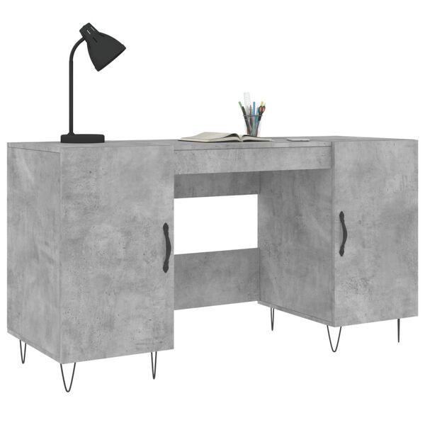 vidaXL Desk Concrete grey Engineered wood 55.1x19.7x29.5 in Desk
