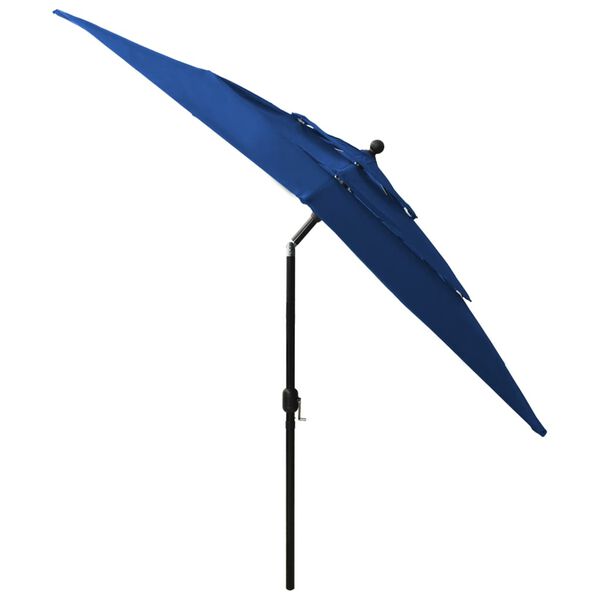 vidaXL Parasol Azure Blue Polyester 8.2ft x 8.2ft x 8.5ft Foldable