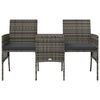 vidaXL Patio Sofa Set Grey PE rattan 2 Seater Removable Covers