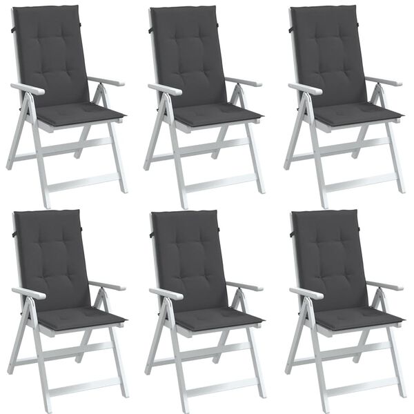 vidaXL Highback Chair Cushion Set of 6 Melange Anthracite 100% polyester
