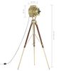 vidaXL Floor Lamp Natural and brass Solid mango wood Large Floor Lamp