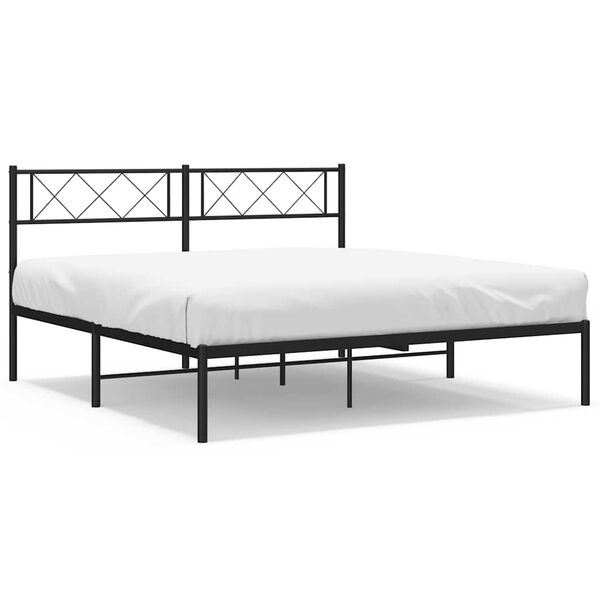 vidaXL Metal Bed Frame Black Steel 53 x 74.8 in Metal Bed Frame