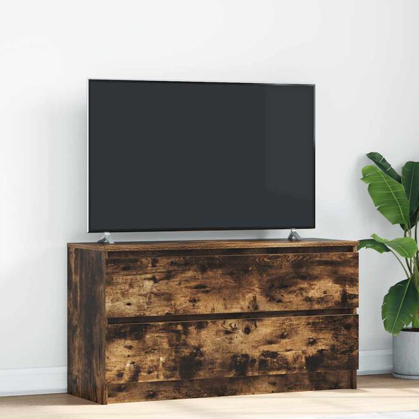 vidaXL TV Cabinet Smoked oak Engineered wood 39.4 in x 13.8 in x 21.3 in