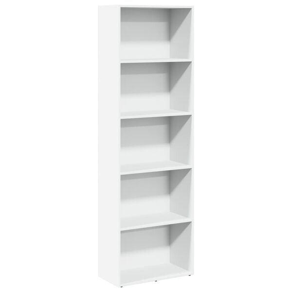vidaXL Bookcase White Engineered Wood Standard Bookcase Rectangular