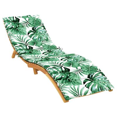vidaXL Sun Lounger Cushion Leaf Pattern 78.7"x19.7"x1.2" Fabric
