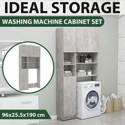 vidaXL Washing Machine Cabinet Set Concrete Gray Engineered Wood