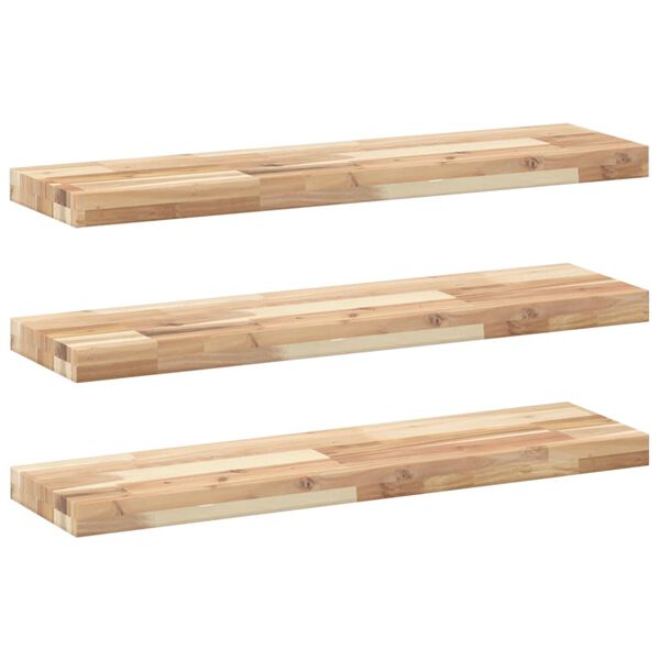 vidaXL Floating Shelf Set of 3 Natural wood Solid acacia wood (untreated)