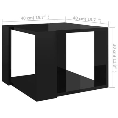 vidaXL Coffee Table High Gloss Black 16"x16"x12" Engineered Wood