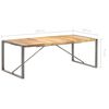 vidaXL Dining Table Brown and Grey Rough Mango Wood and Steel Large