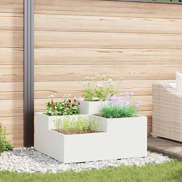 vidaXL Garden Planter White 100 x 100 x 48 cm Steel