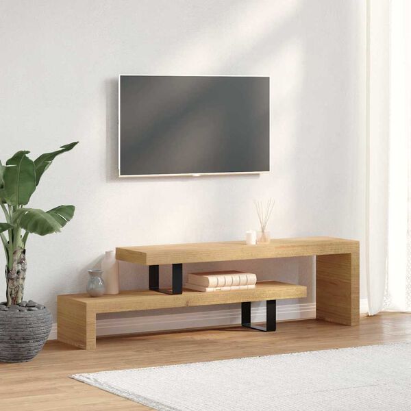 vidaXL TV Stand Natural Mango Wood Solid Mango Wood, Wrought Iron Medium