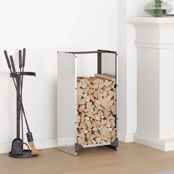 vidaXL Firewood Rack 15.7x11.8x31.5" Stainless Steel