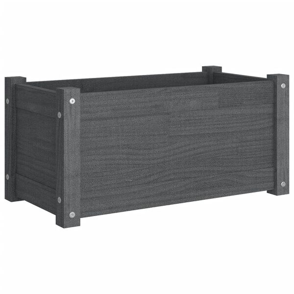 vidaXL Garden Planter Grey Solid pinewood 23.6x12.2x12.2 in Durable