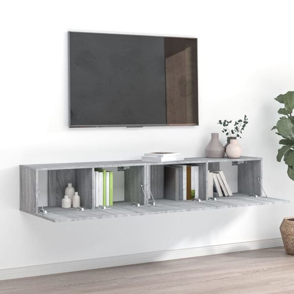 vidaXL TV Cabinet Set Set of 2 Grey Sonoma Engineered Wood Medium