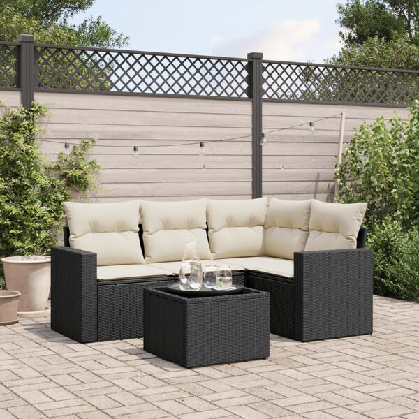 vidaXL Garden Sofa Set Black PE rattan Large Modular Garden Sofa Set