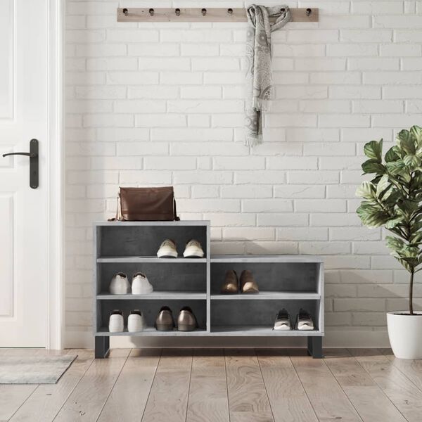 vidaXL Shoe Cabinet Concrete Grey Engineered wood and metal