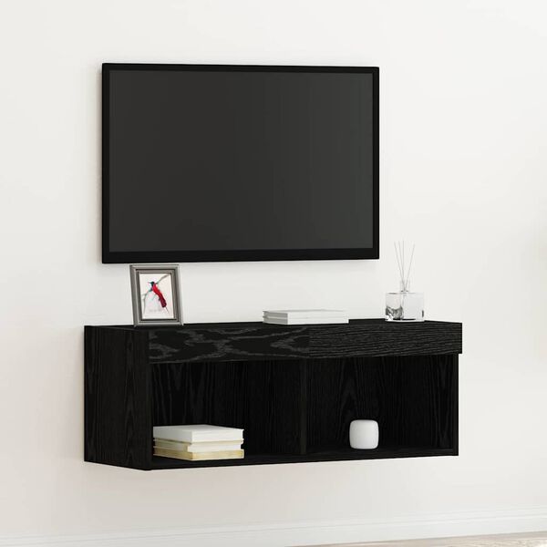 vidaXL TV Cabinet Set Wall-mounted Black Oak 31.50 x 11.81 x 11.81 in