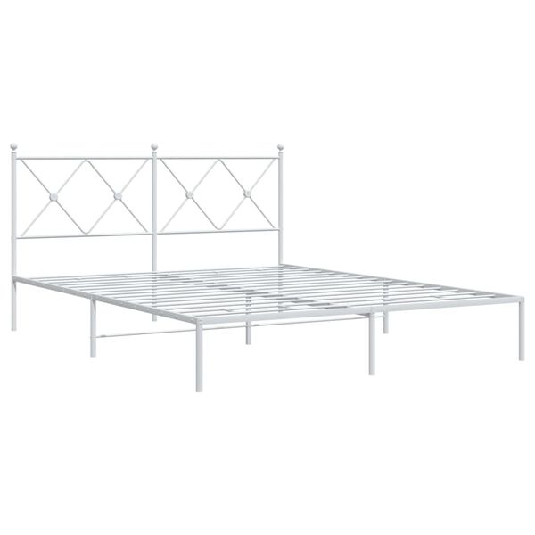vidaXL Bed Frame White Powder-coated steel Full Bed Frame Rectangular
