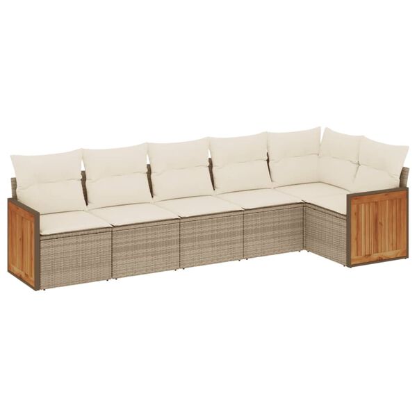 vidaXL Garden Sofa Set Beige PE rattan, powder-coated steel Large