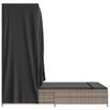 vidaXL Double Sun Lounger with Roof and Curtains Grey Poly Rattan
