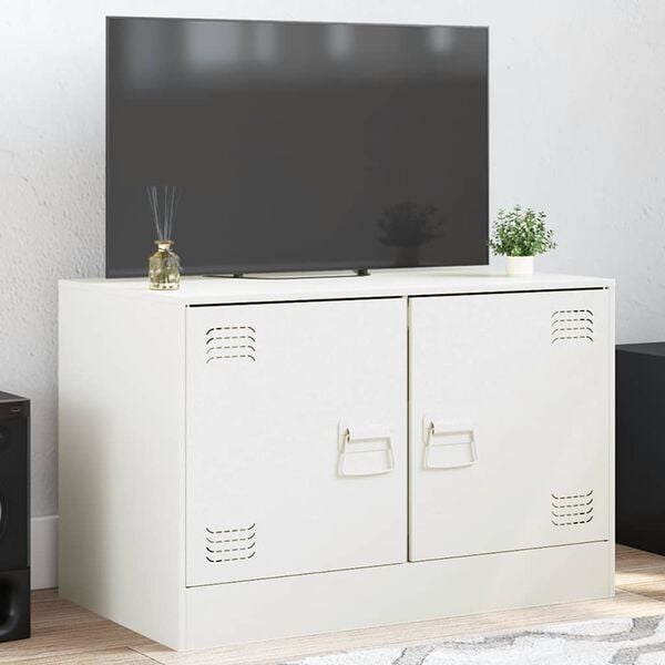 vidaXL TV Cabinet White Cold-rolled steel Medium TV Cabinet