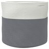 vidaXL Storage Basket Grey and White 100% Cotton 15.7 x 13.8 in