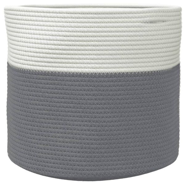 vidaXL Storage Basket Grey and White 100% Cotton 15.7 x 13.8 in