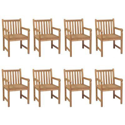 vidaXL Patio Chairs 8 pcs with Light Blue Cushions Solid Teak Wood
