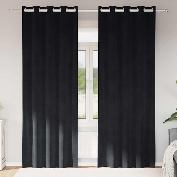 vidaXL Blackout Curtains 2 pcs Black 55.12 x 88.58 in Velvet