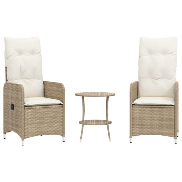 vidaXL Reclining Garden Chair Set of 2 Beige