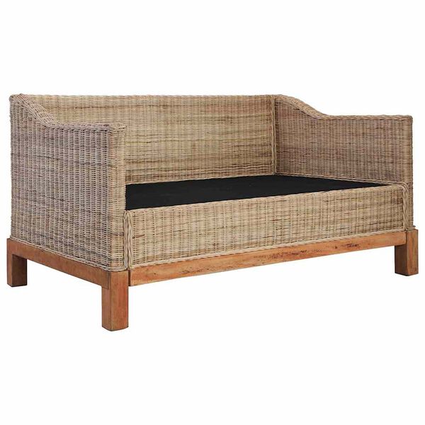 vidaXL Sofa Natural rattan Two-seater Removable Covers Sofa