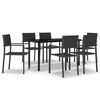 vidaXL Garden Dining Set Black Powder-coated steel, glass, plastic Large