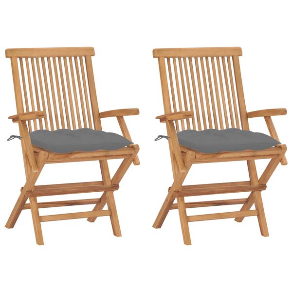 vidaXL Garden Chair Set of 2 Teak Wood Medium Foldable Garden Chair