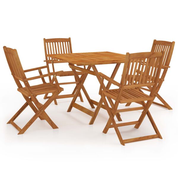 vidaXL Garden Dining Set Brown Solid Acacia Wood Compact Foldable