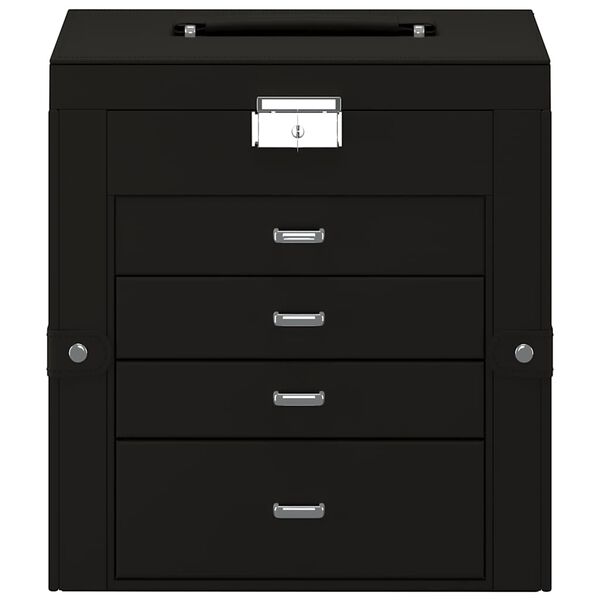 vidaXL Jewellery Box 5-Layer with Mirror Lockable Black