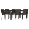 vidaXL Garden Dining Set Brown and Cream PE Rattan Large Modern