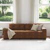 vidaXL Sofa with Cushion Brown Faux leather and Wood