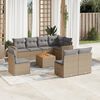 vidaXL Garden Sofa Set Beige PE Rattan 9-Piece Set Adjustable Feet